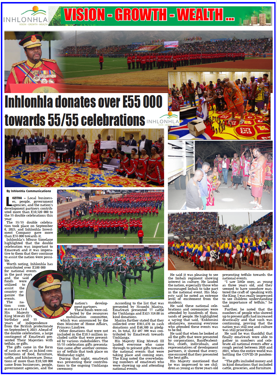 IInhlonhla donates over E55 000 towards 55/55 celebrations